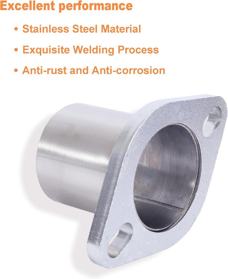 Simnliras Exhaust Flange Repair Pipe Kit, 45mm/1.8 Inch ID to 1.8 Inch OD 2 Bolts Stainless Steel Quick Fix Exhaust Flange Pipe with Gasket/Bolt & Hardware Universal Fitment - Image 5